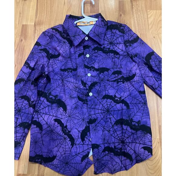 Halloween Bat Web Button up shirt size 130 new (kids m) - Picture 1 of 2